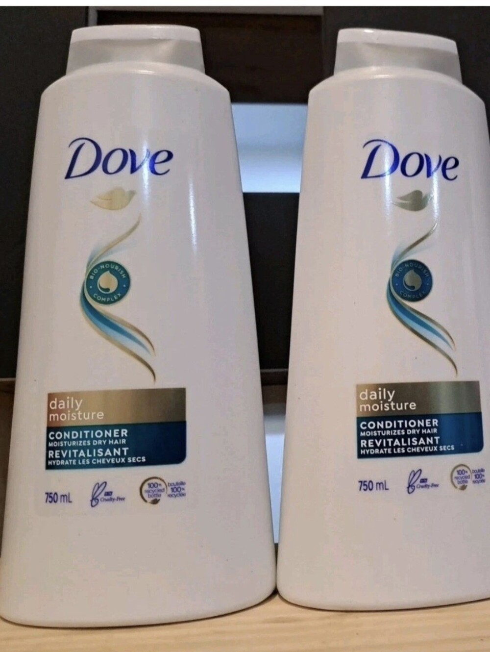 Lot Of 2 Dove Daily Moisture Conditioner. Moisturizers Dry Hair. 750ml X 2